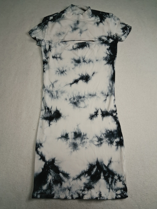 Garage Dresses & Skirts - Garage Black & White Tie-Dye Ribbed Mini Dress
